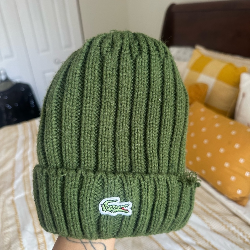 Lacoste Kids Olive Knit Hat